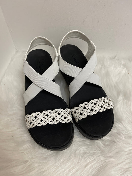 White Sandals Heels Wedge Skechers, Size 8.5