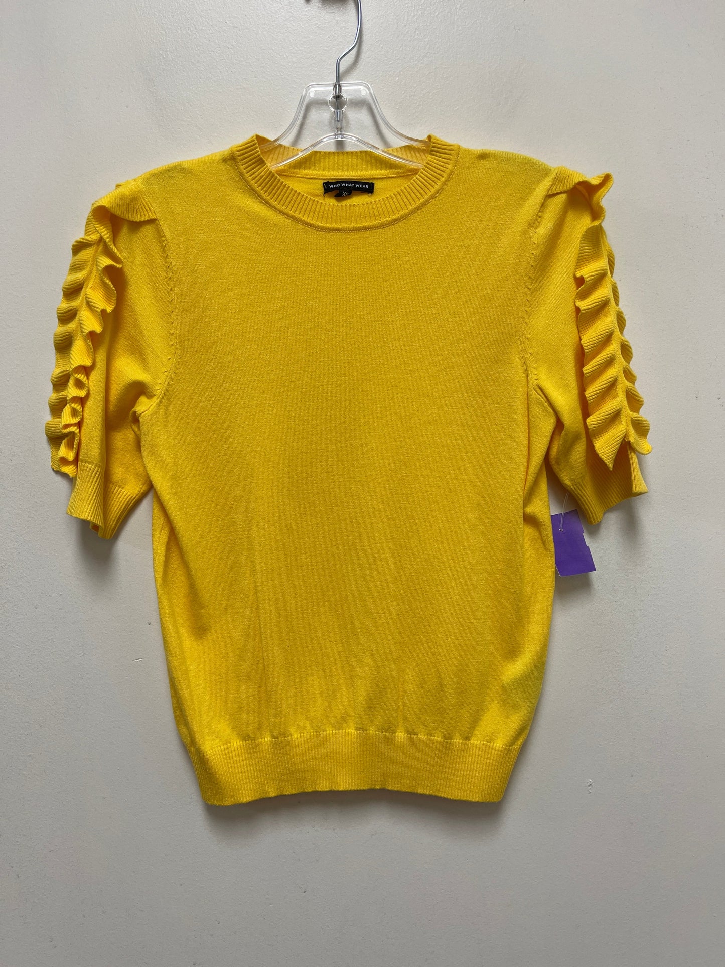 Yellow Top Short Sleeve Who What Wear, Size Xs