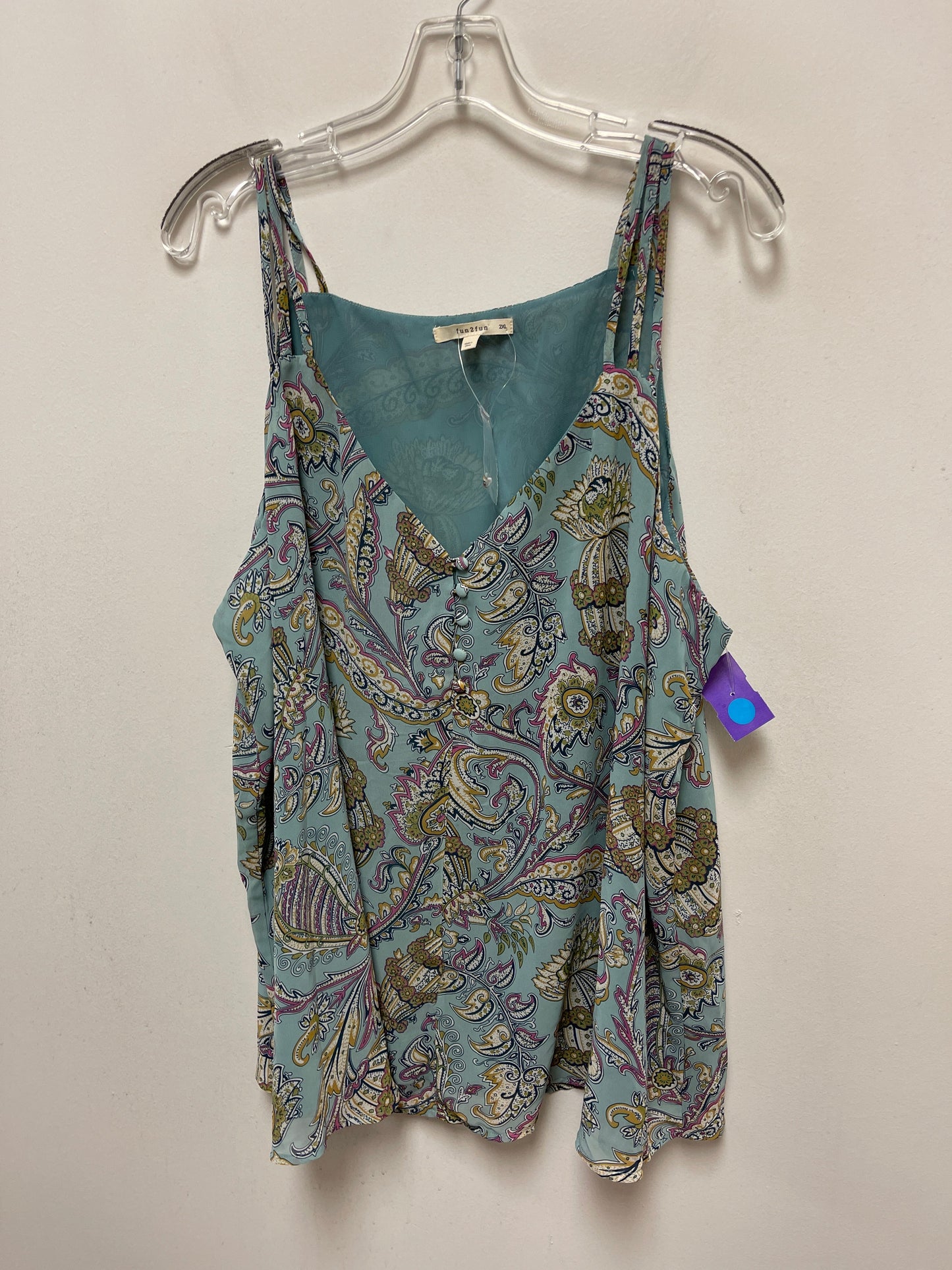 Teal Top Sleeveless Fun 2 Fun, Size 2x