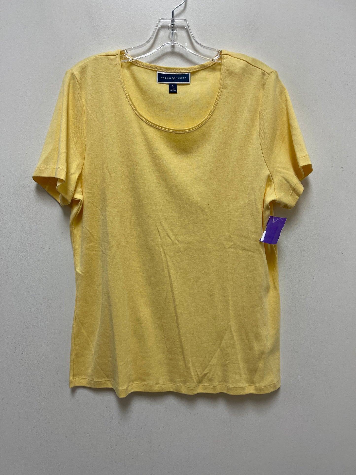 Yellow Top Short Sleeve Karen Scott, Size L