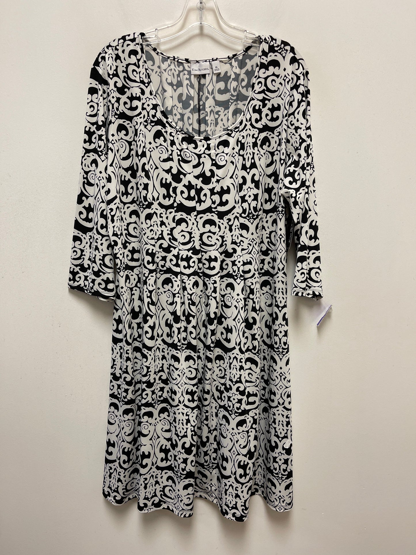 Black & White Dress Casual Midi Kim Rogers, Size Xl