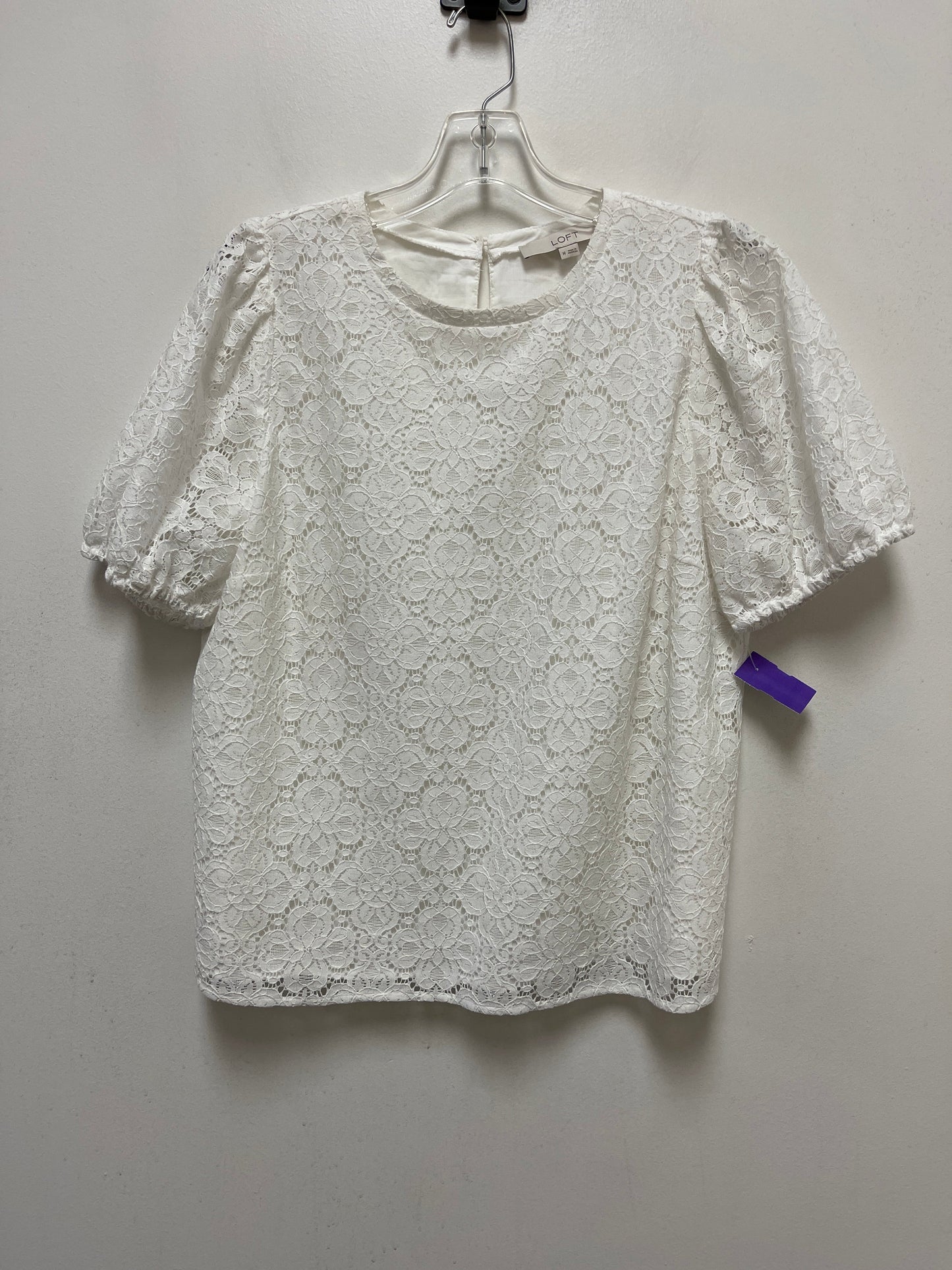 White Top Short Sleeve Loft, Size M