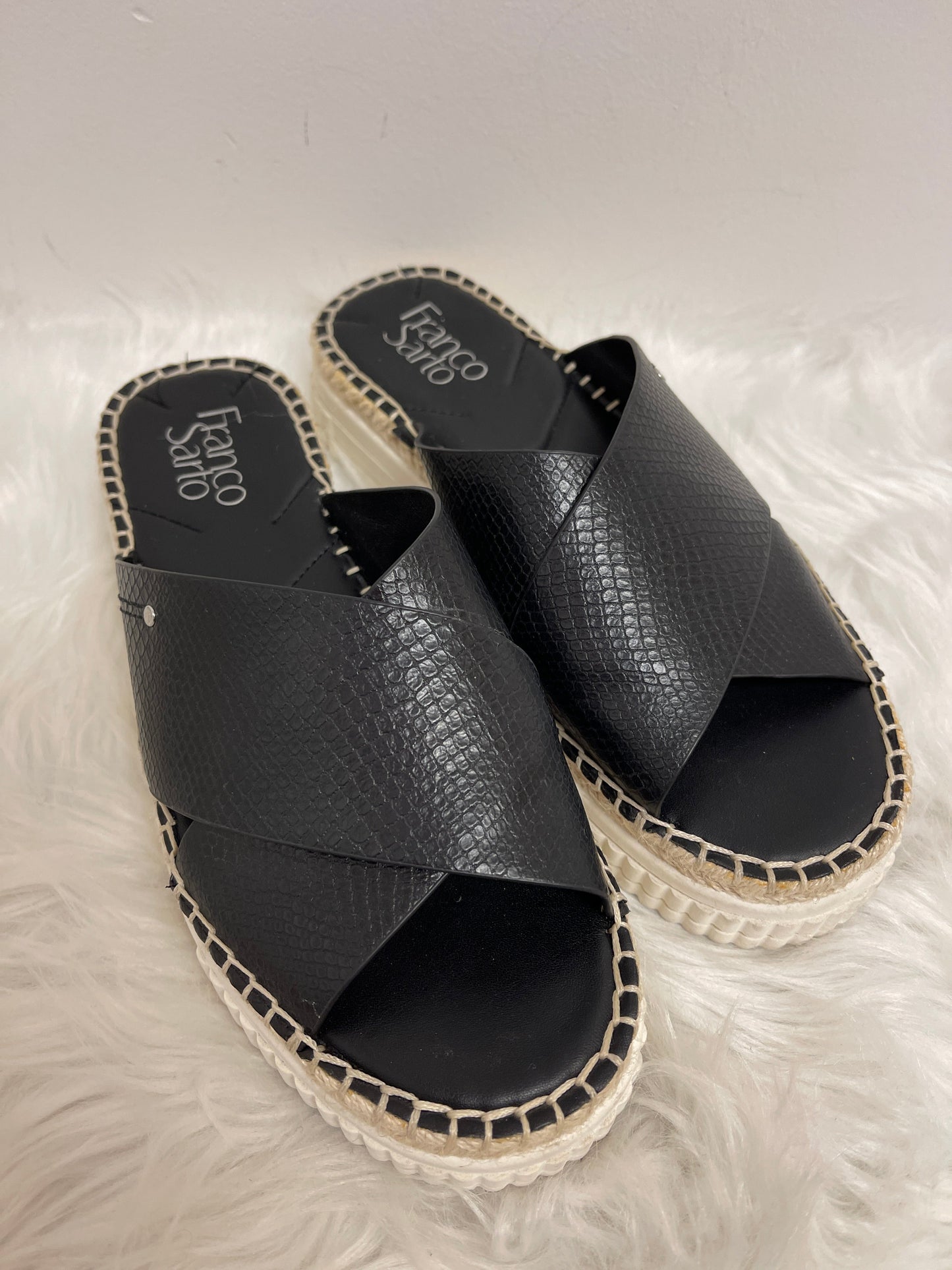 Black Sandals Heels Platform Franco Sarto, Size 8