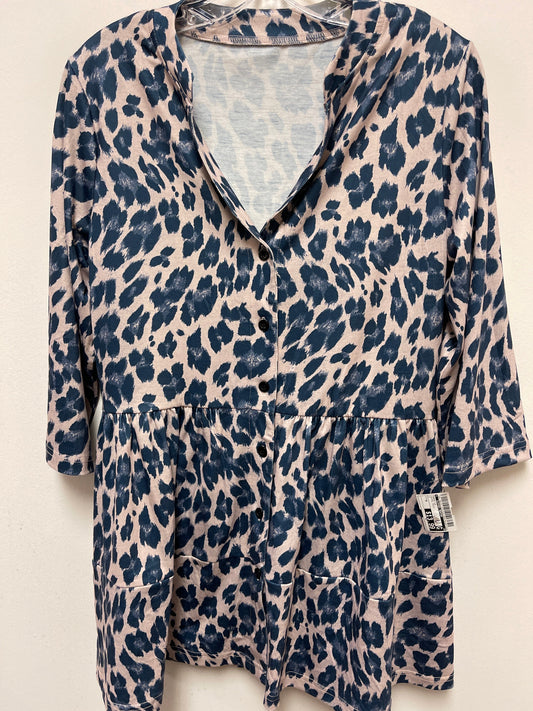 Animal Print Tunic Long Sleeve Clothes Mentor, Size M