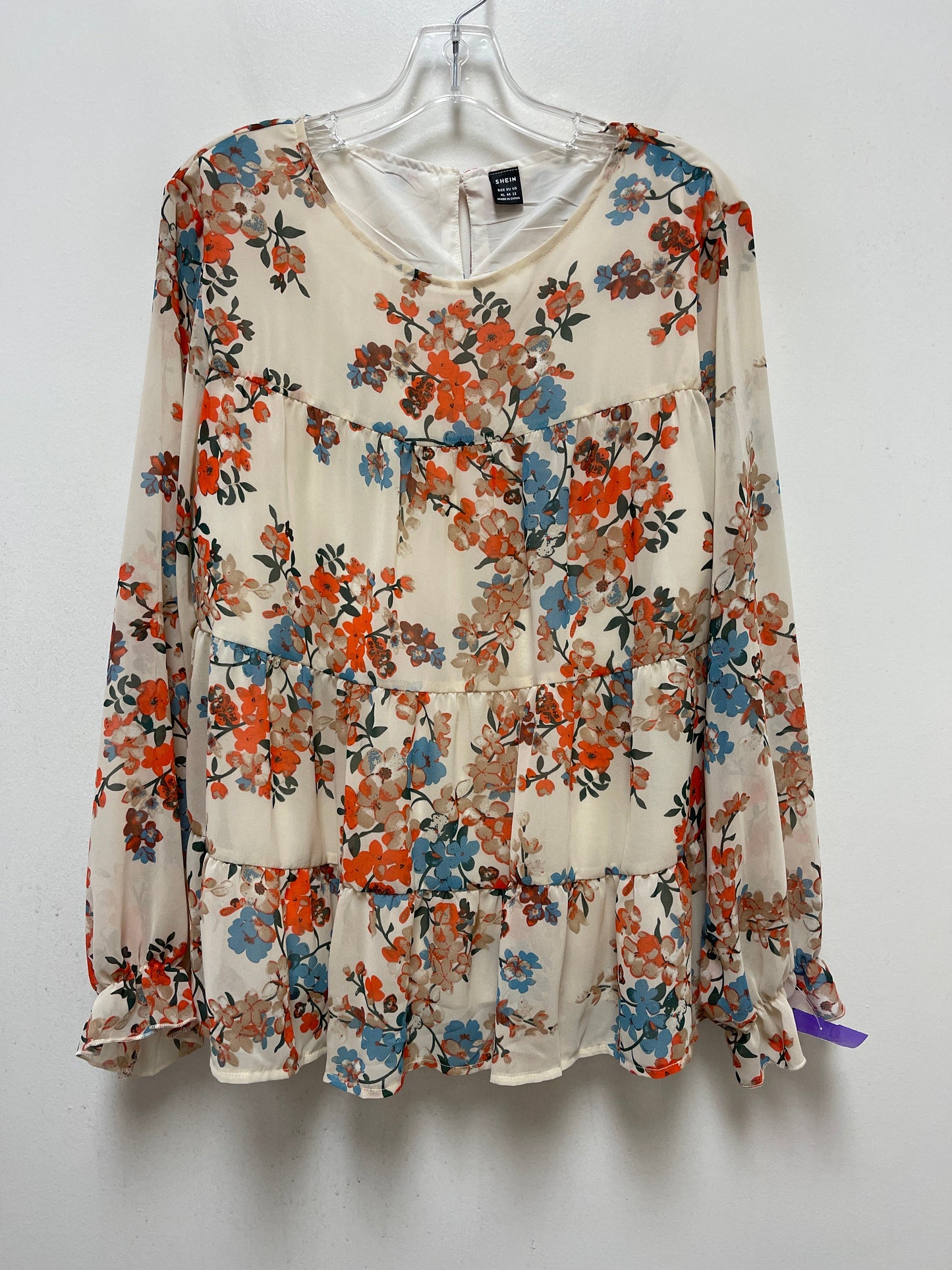 Floral Print Top Long Sleeve Shein, Size Xl