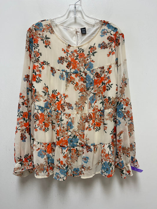 Floral Print Top Long Sleeve Shein, Size Xl