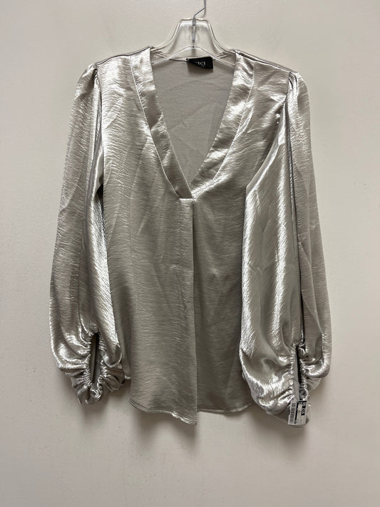 Silver Top Long Sleeve Vici, Size M