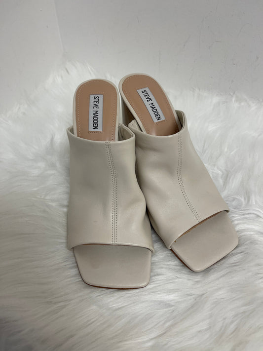Cream Sandals Heels Block Steve Madden, Size 9.5