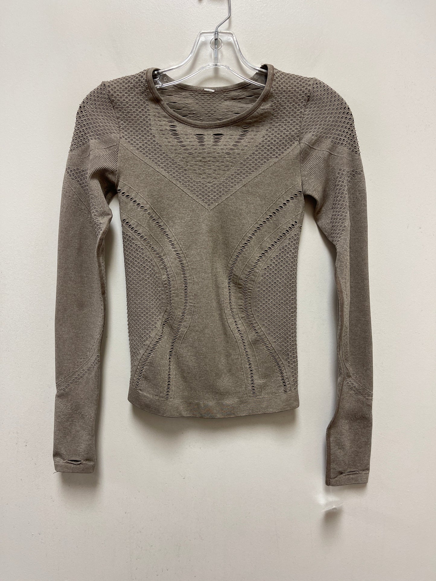 Brown Athletic Top Long Sleeve Crewneck Alo, Size S