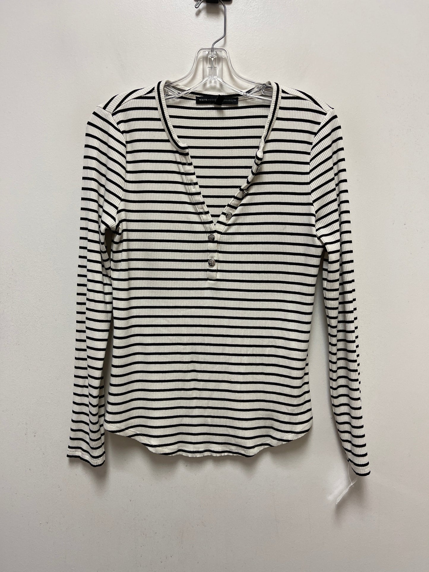 Striped Pattern Top Long Sleeve White House Black Market, Size M