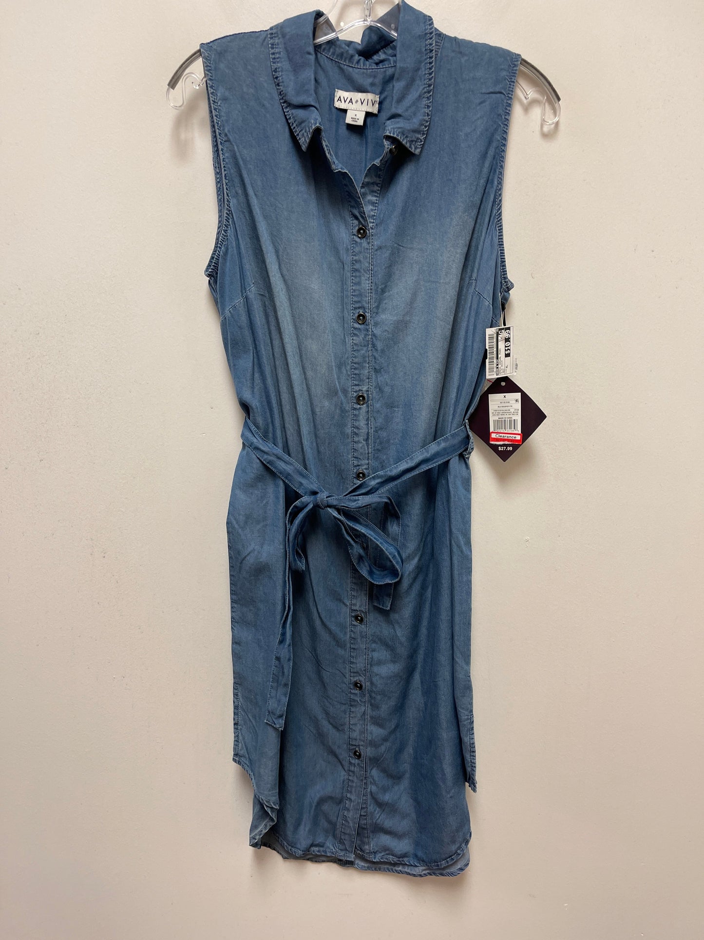Blue Denim Dress Casual Midi Ava & Viv, Size Xl