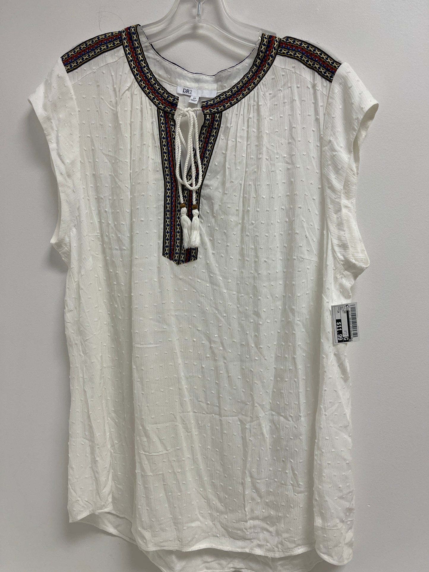 White Top Short Sleeve Dr2, Size 2x