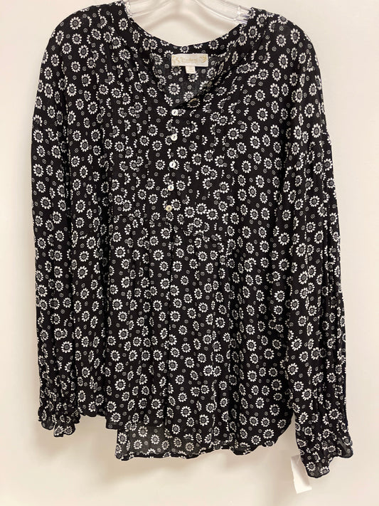 Black Top Long Sleeve Suzanne Betro, Size 2x