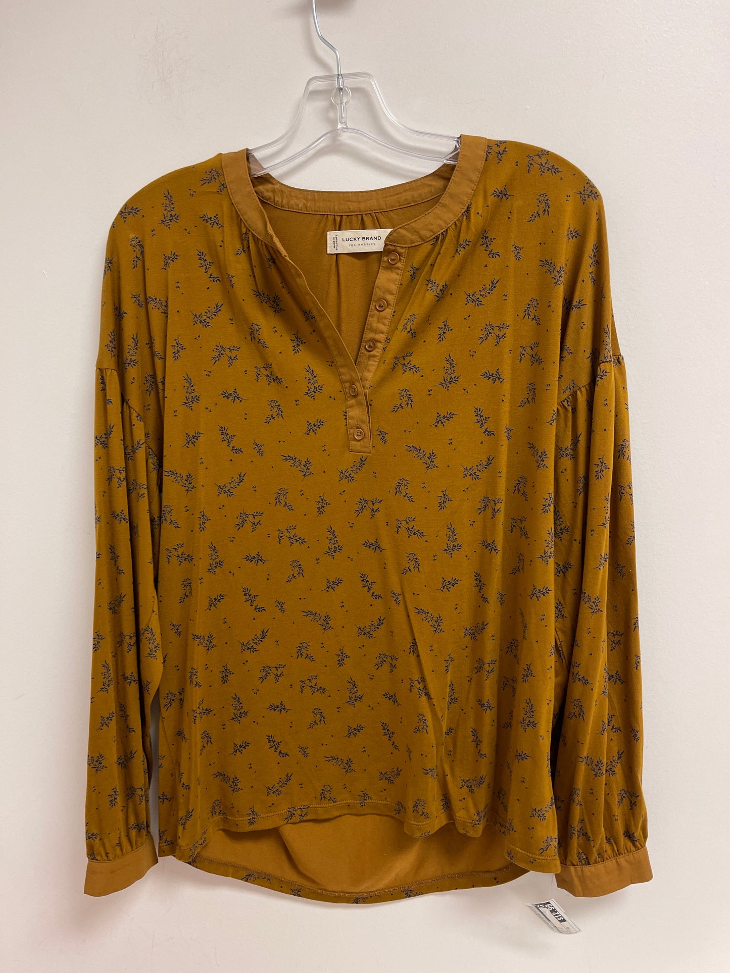 Yellow Top Long Sleeve Lucky Brand, Size Xs
