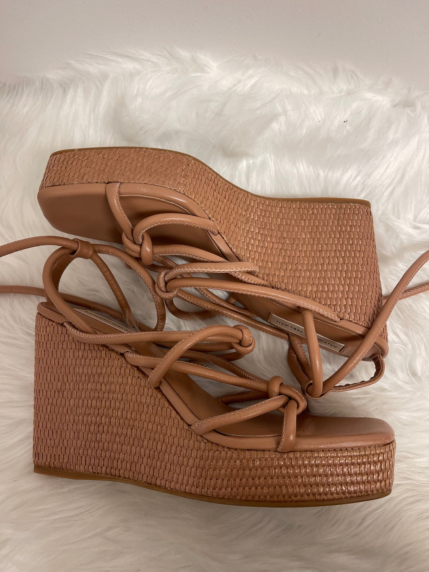 Brown Sandals Heels Wedge Antonio Melani, Size 10