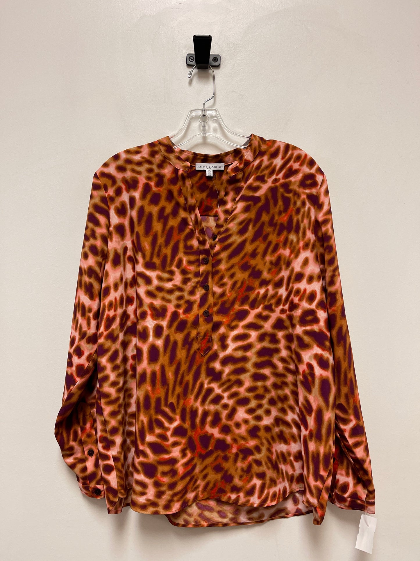 Orange Top Long Sleeve Clothes Mentor, Size L