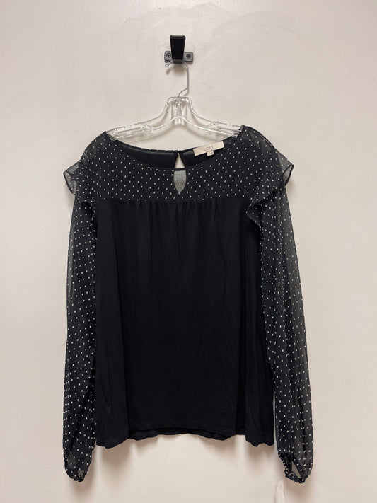 Black Top Long Sleeve Loft, Size Xl