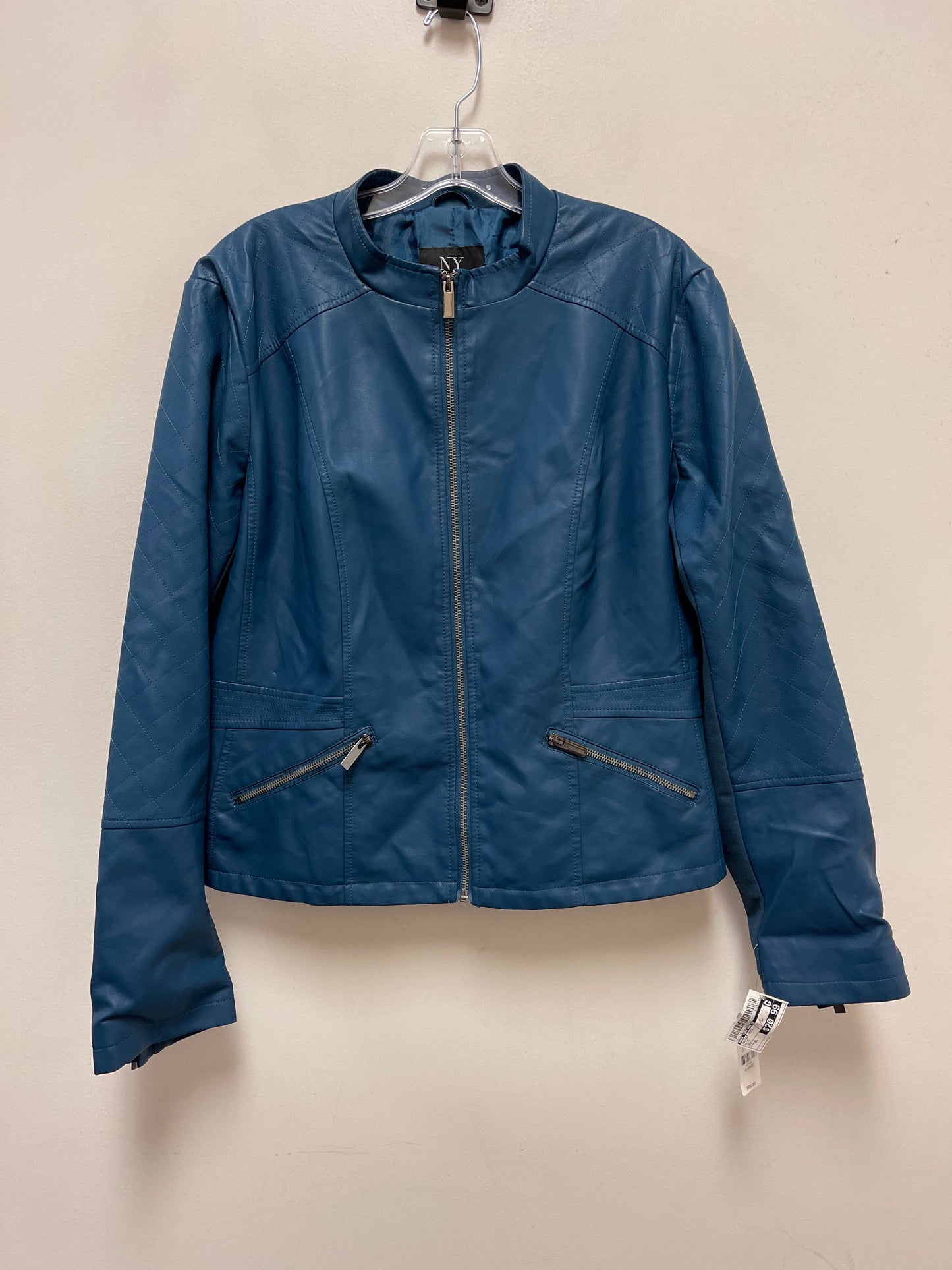 Jacket Moto By New York And Co In Blue, Size: Xl