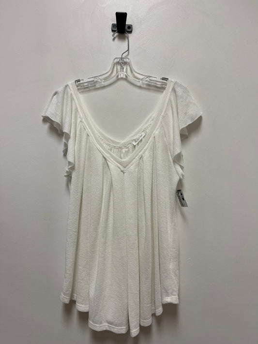 Cream Top Short Sleeve Clothes Mentor, Size M