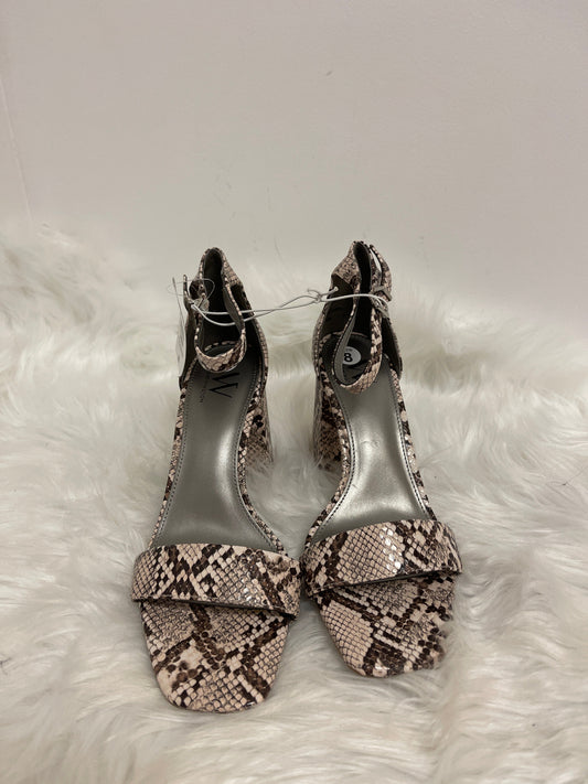 Snakeskin Print Sandals Heels Block Worthington, Size 8