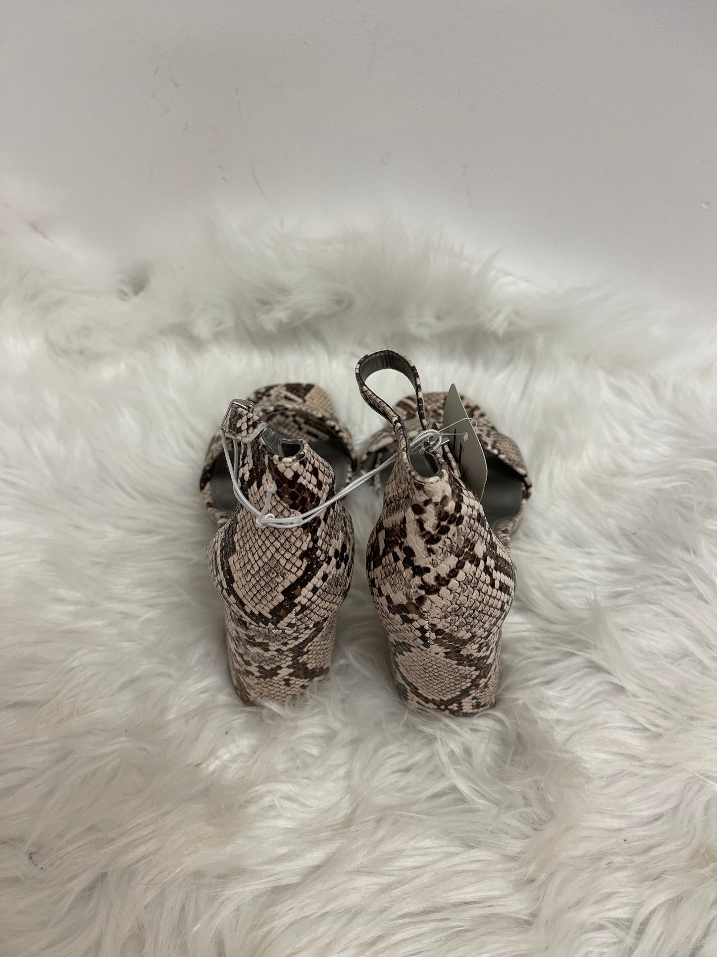 Snakeskin Print Sandals Heels Block Worthington, Size 8