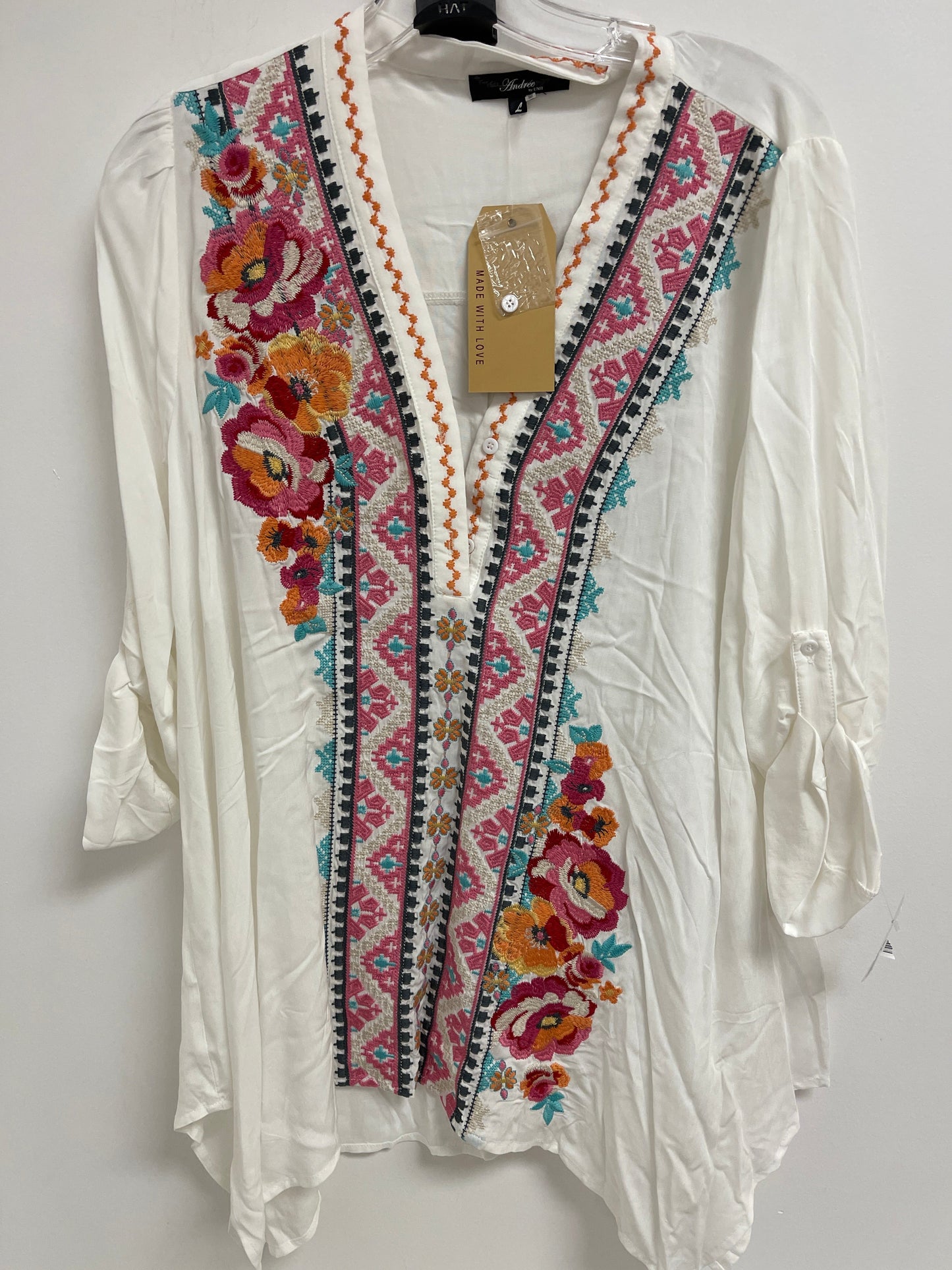 White Tunic Long Sleeve Andree By Unit, Size L