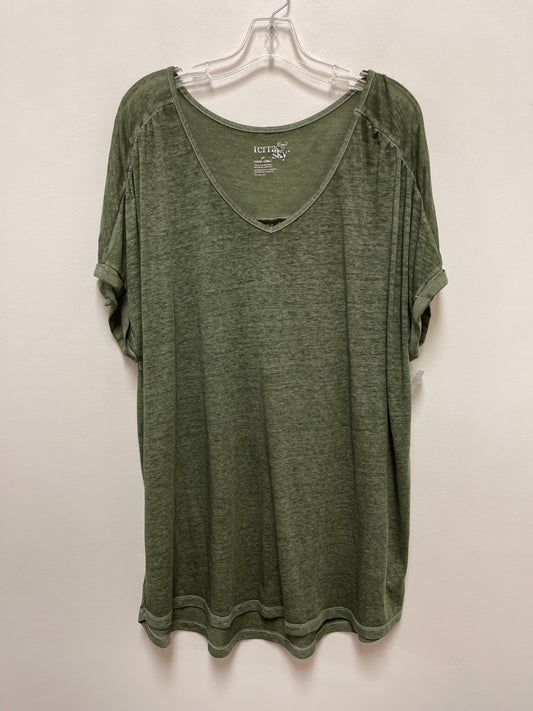 Green Top Short Sleeve Terra & Sky, Size 1x