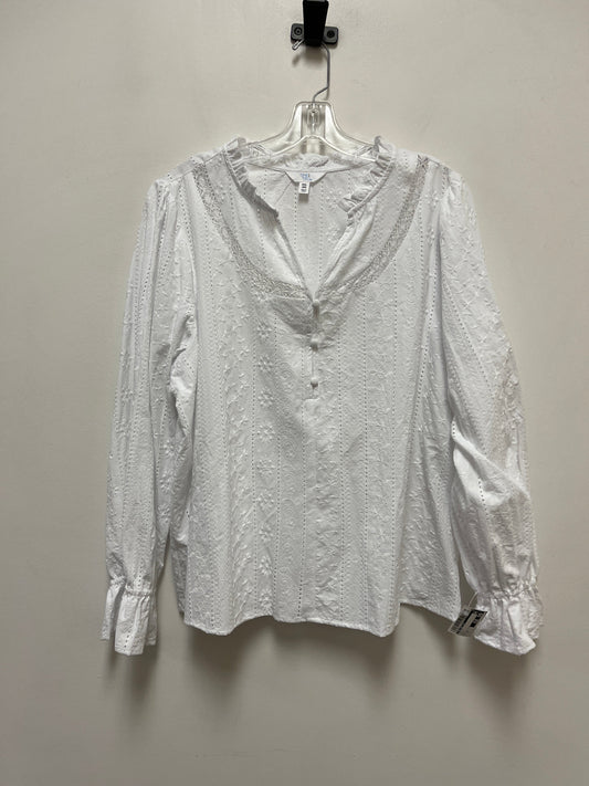 Top Long Sleeve By Time And Tru In White, Size: 2x