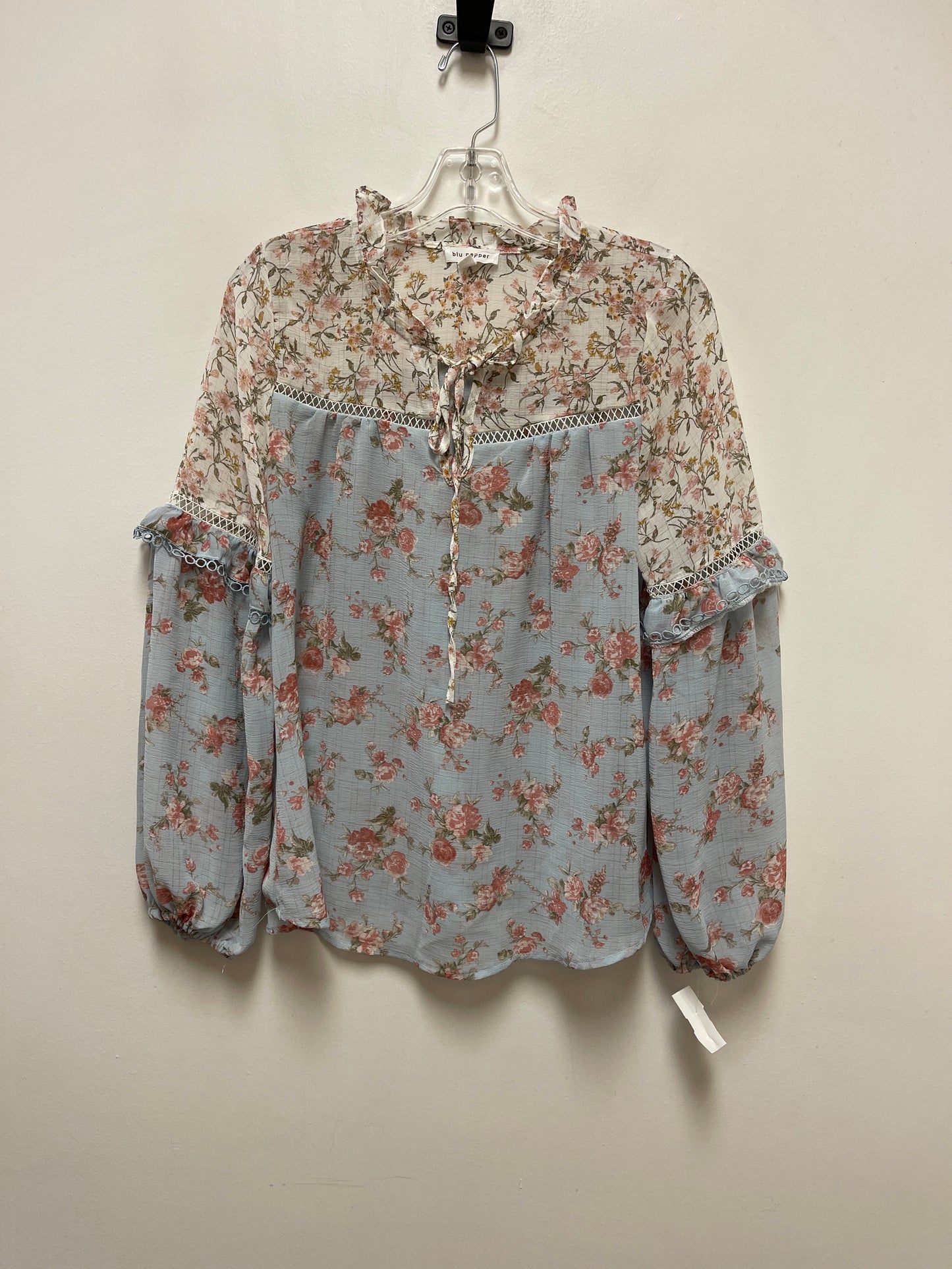 Top Long Sleeve By Blu Pepper In Floral Print, Size: M