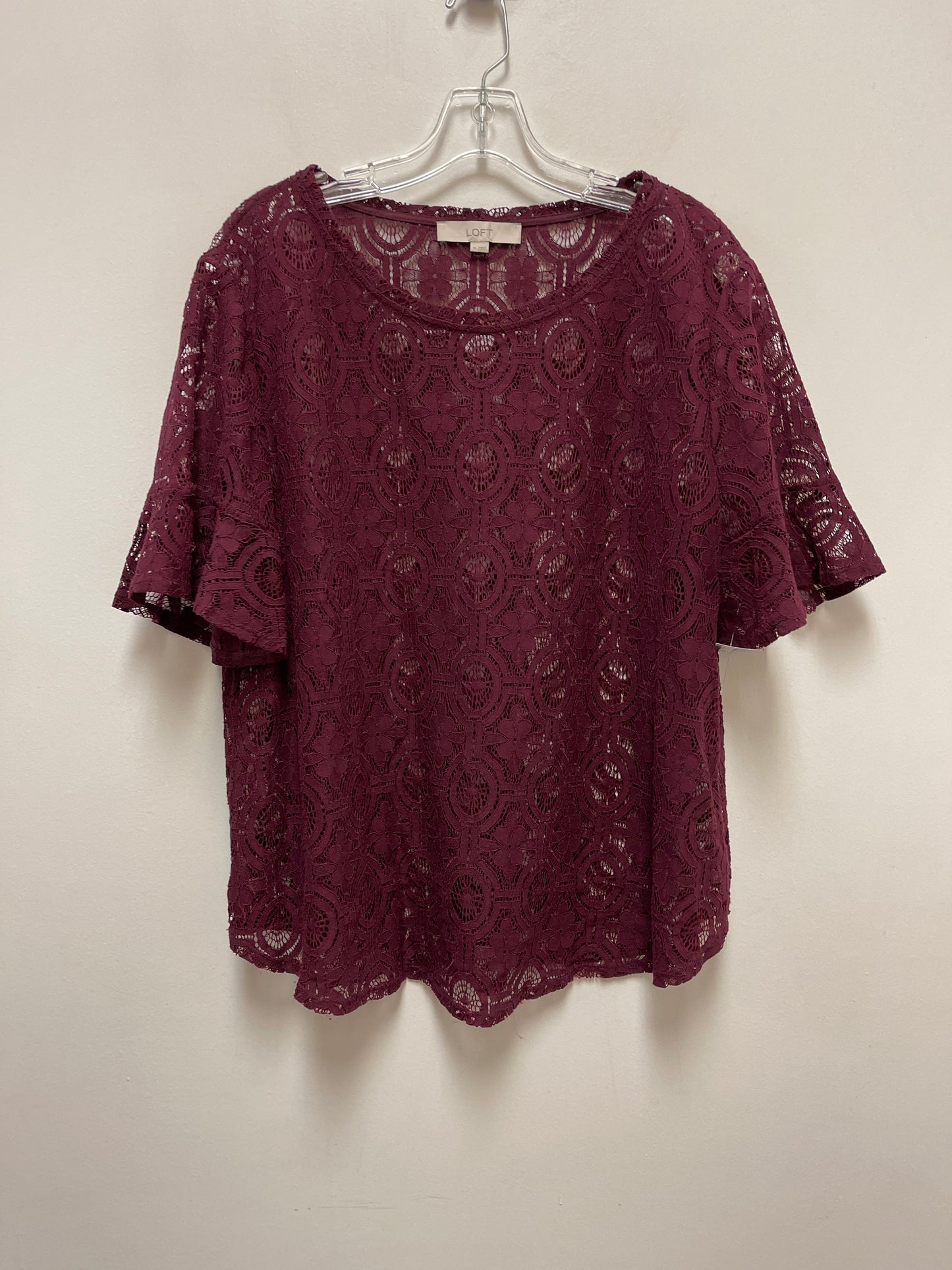 Top Short Sleeve By Loft In Purple, Size: Xl