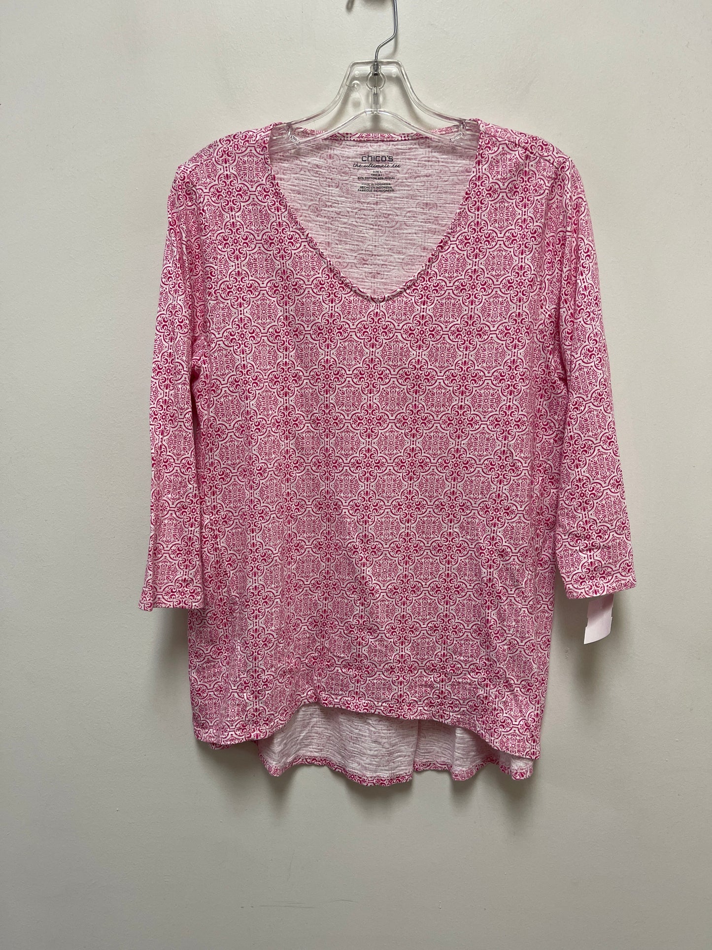 Top Long Sleeve By Chicos In Pink, Size: M