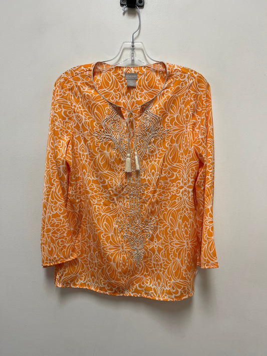 Top Long Sleeve By Chicos In Orange, Size: Xs