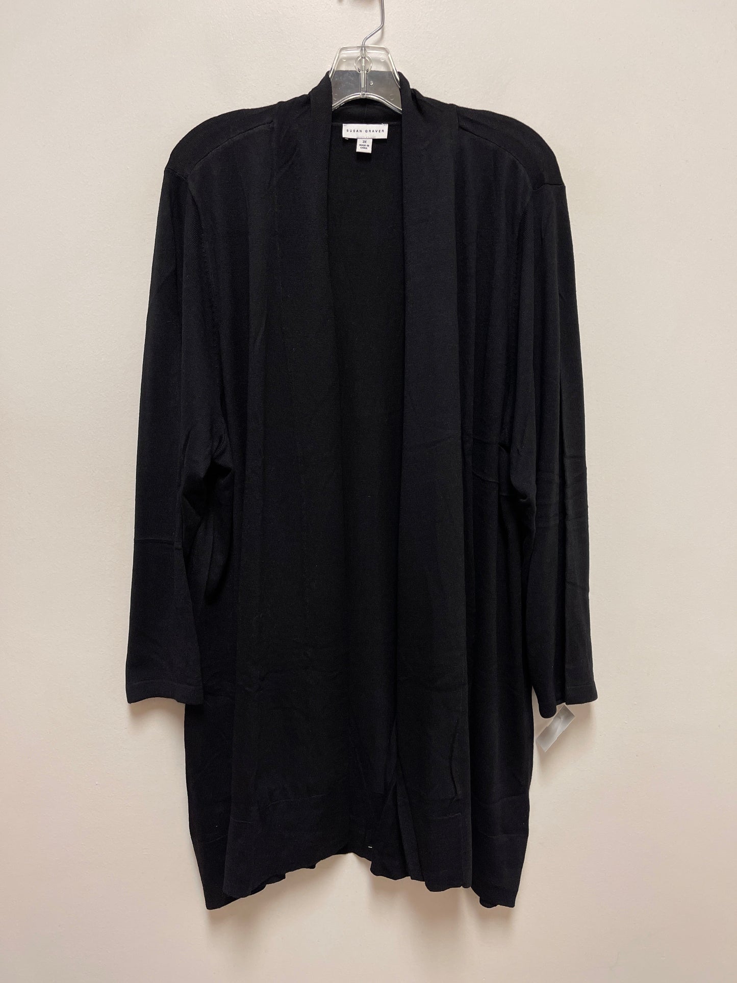 Sweater Cardigan By Susan Graver In Black, Size: 3x