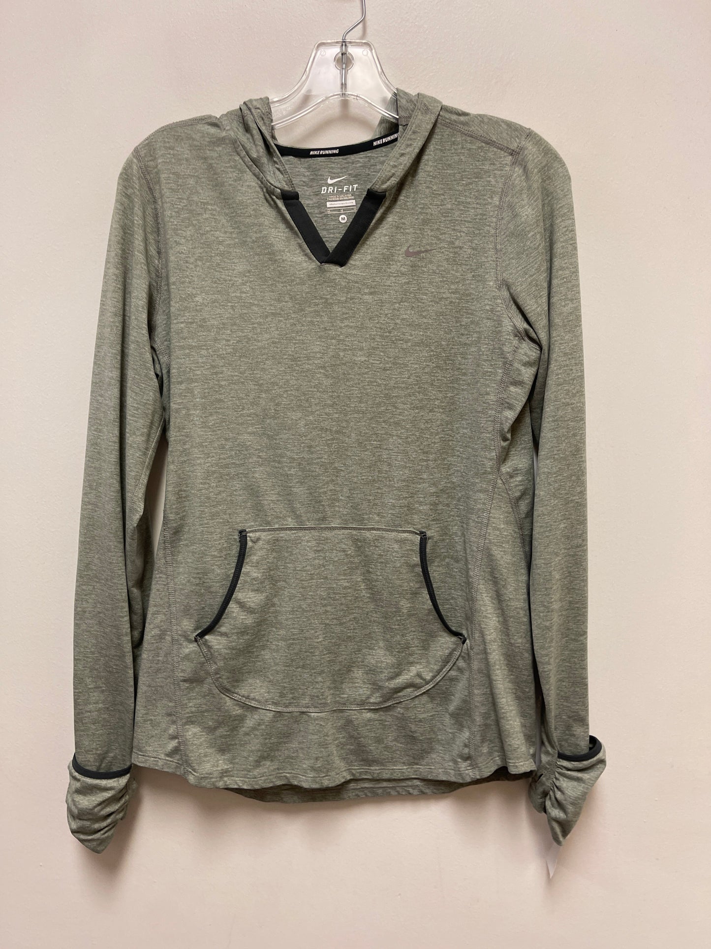 Athletic Top Long Sleeve Hoodie By Nike Apparel In Grey, Size: M