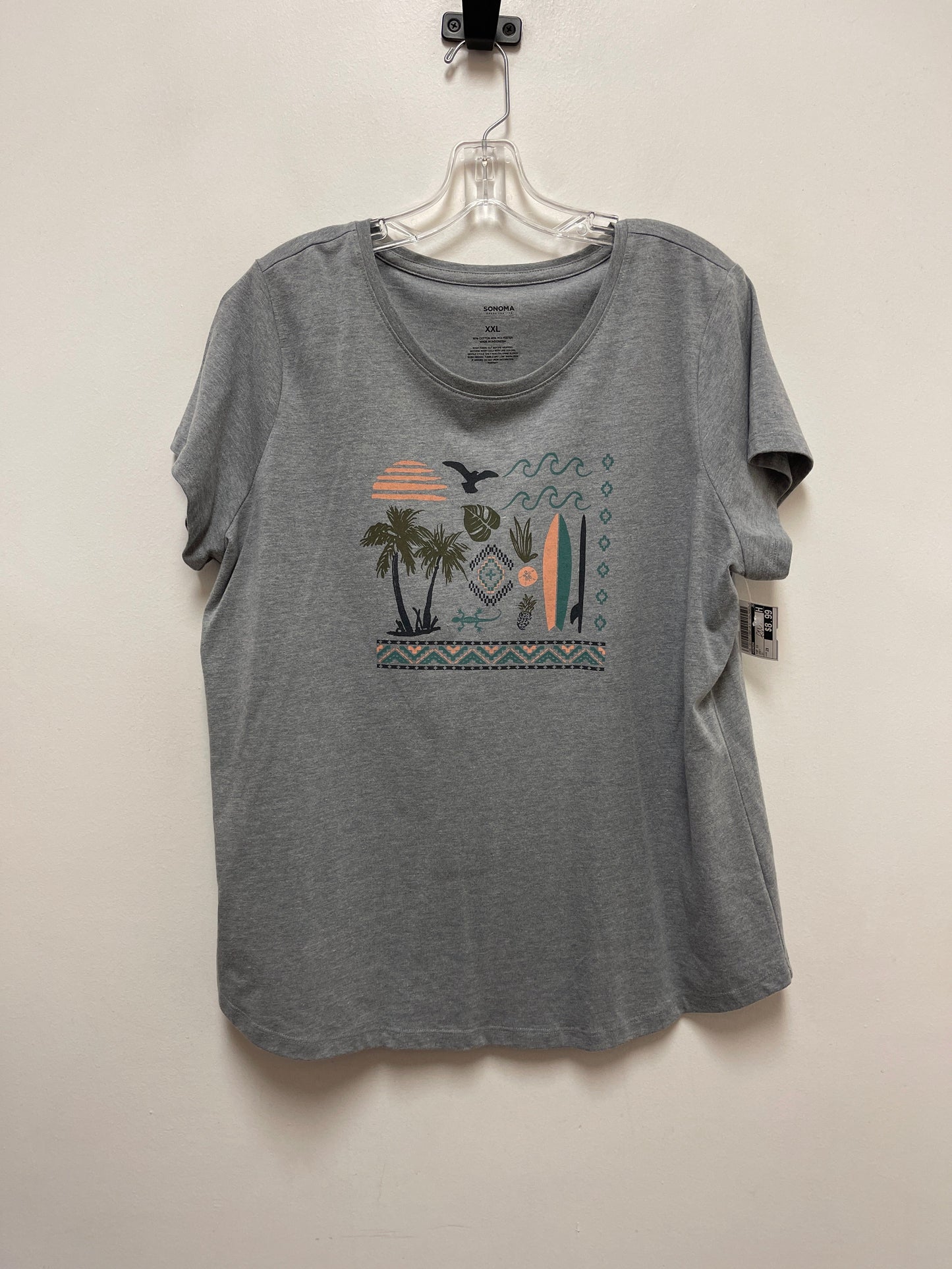 Top Short Sleeve By Sonoma In Grey, Size: 2x