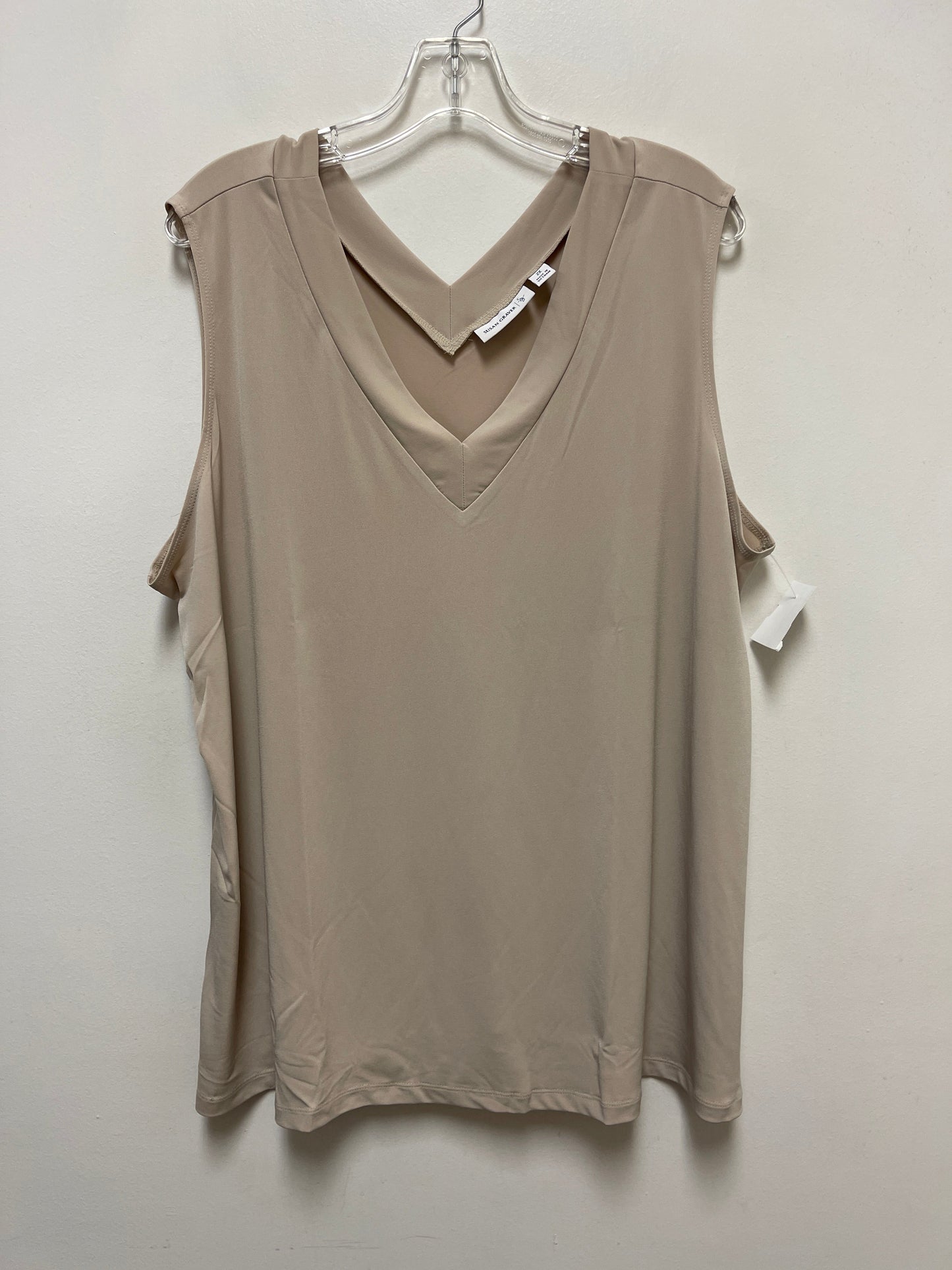 Top Sleeveless By Susan Graver In Tan, Size: 2x