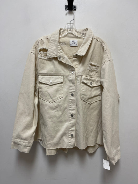 Jacket Denim By Clothes Mentor In Cream, Size: Xl