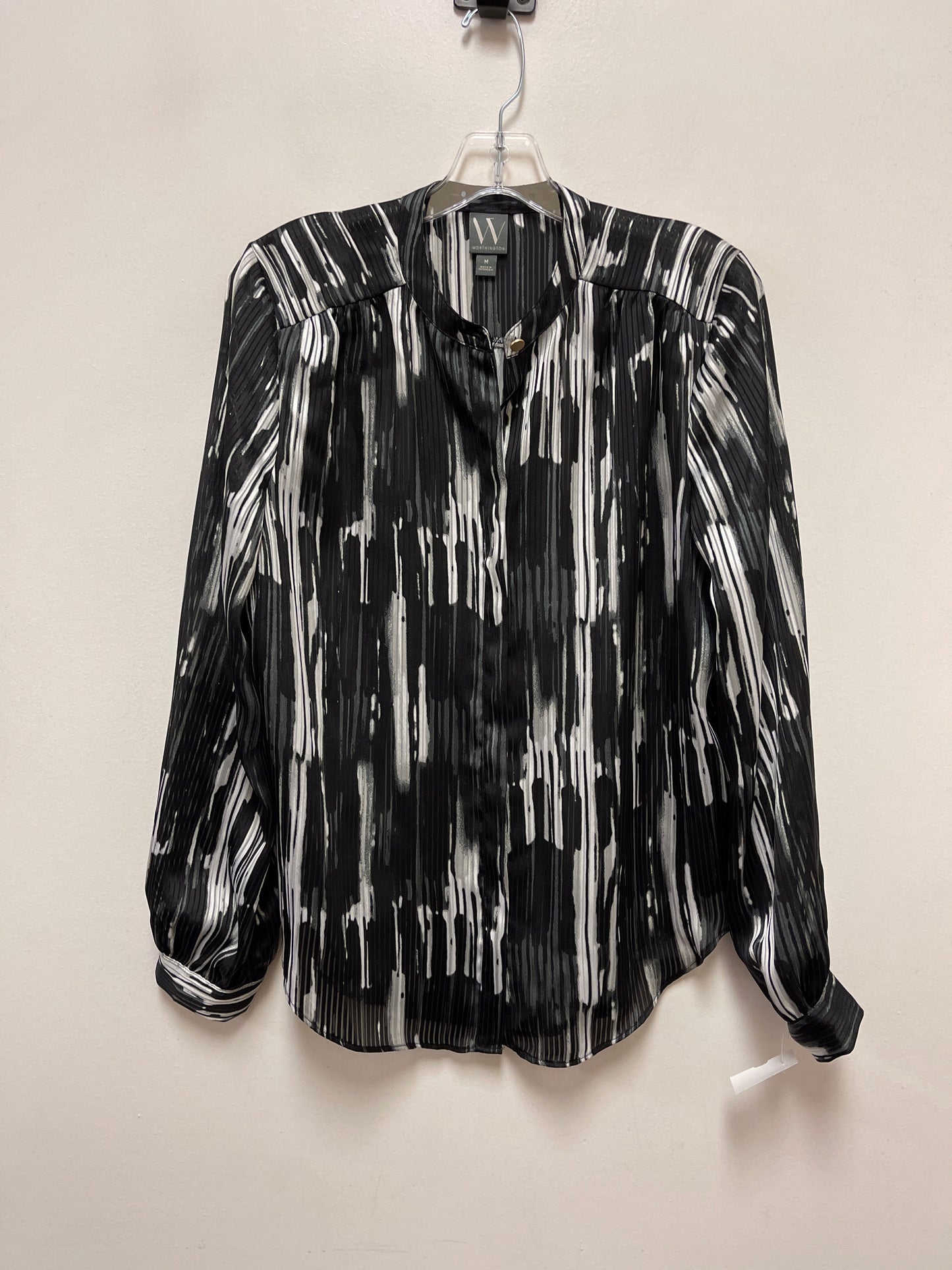 Blouse Long Sleeve By Worthington In Black & White, Size: M