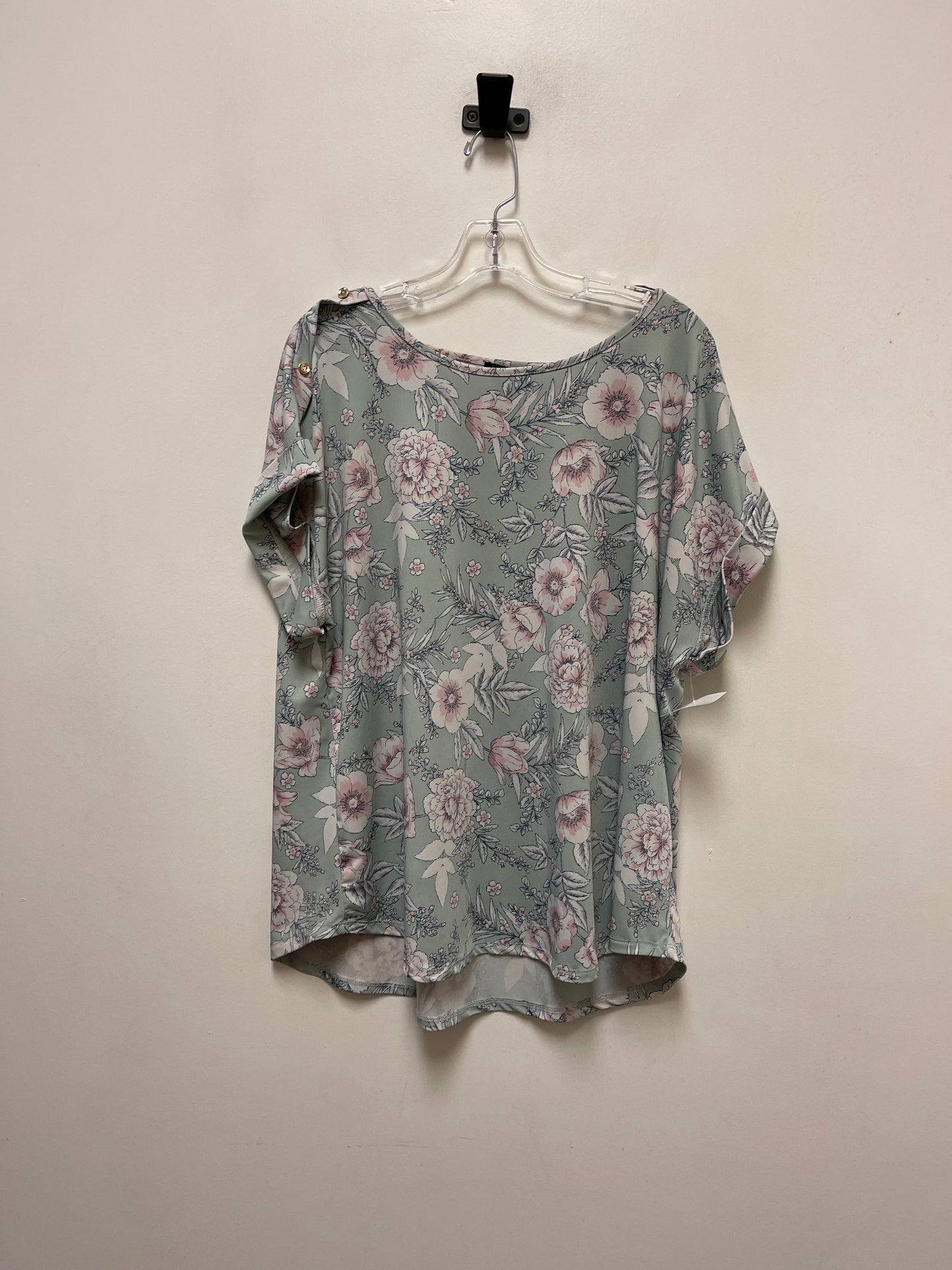 Top Short Sleeve By Auw In Floral Print, Size: 2x