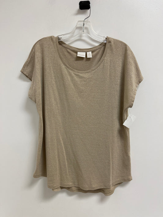 Top Short Sleeve By Chicos In Gold, Size: Xl