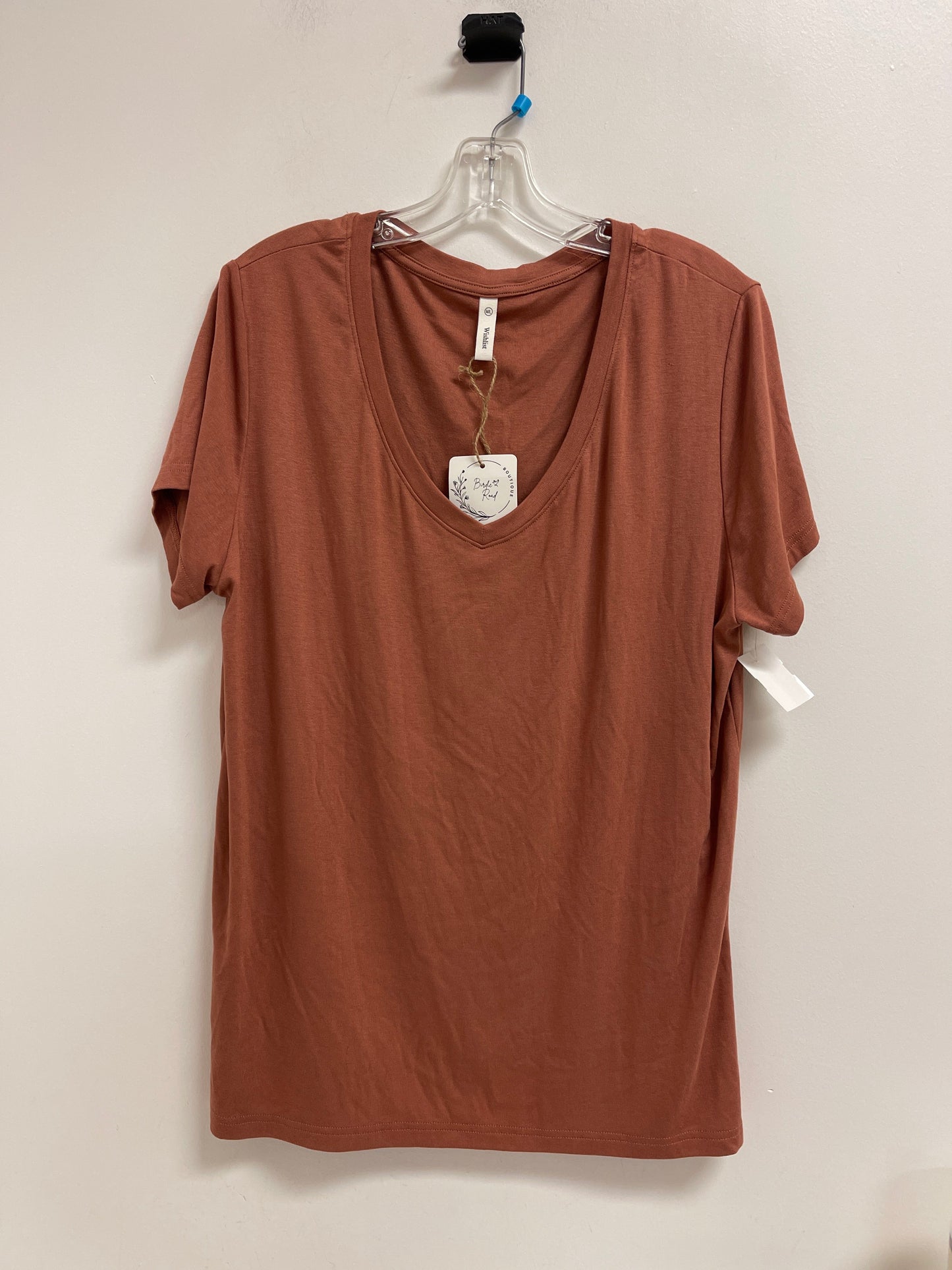 Top Short Sleeve By Wishlist In Brown, Size: L