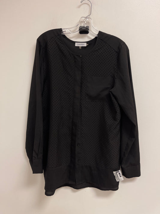 Blouse Long Sleeve By Calvin Klein In Black, Size: M