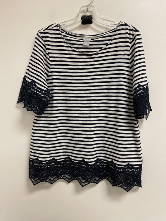 Top Short Sleeve By Chicos In Navy, Size: L