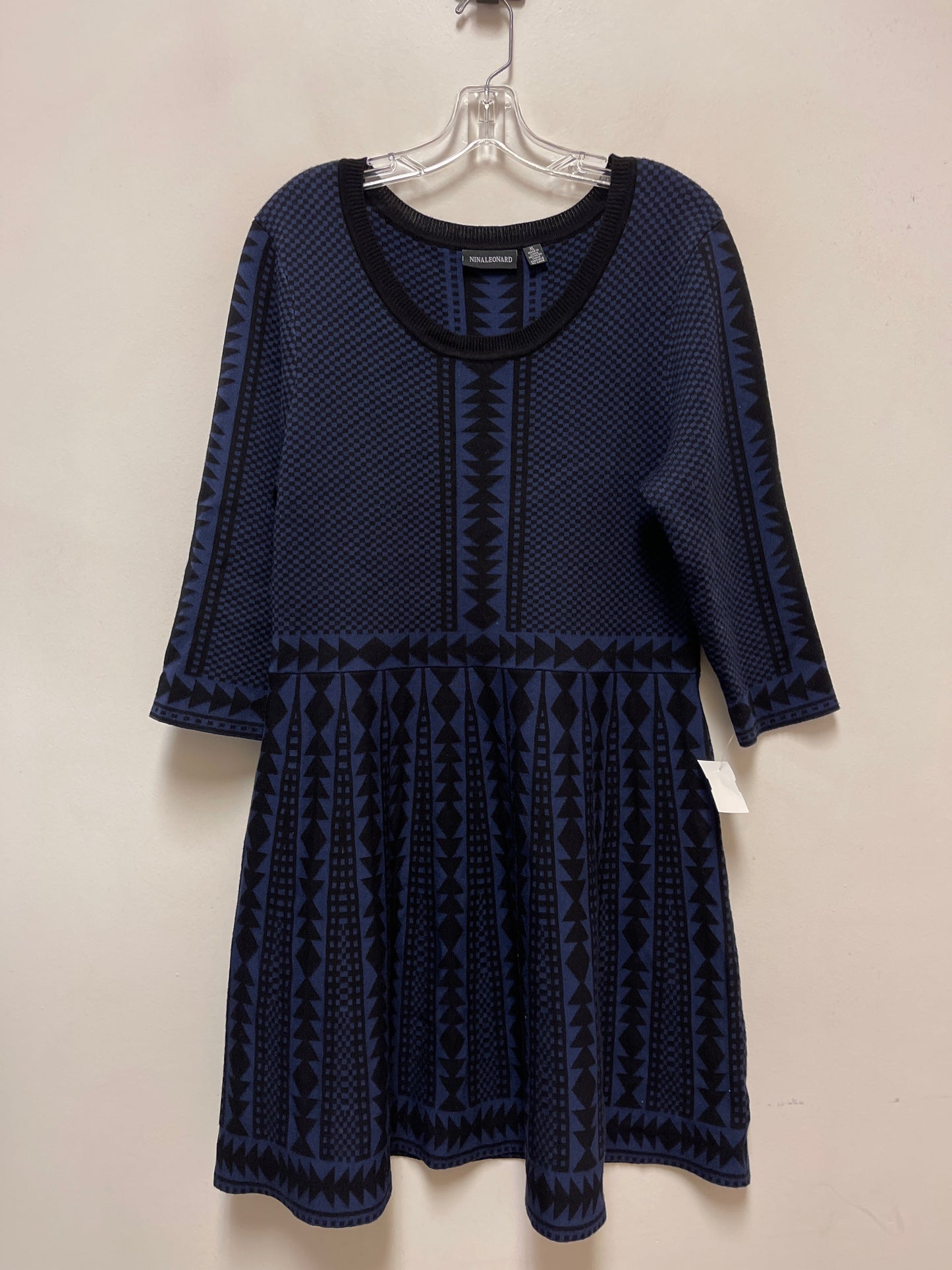 Dress Casual Midi By Nina Leonard In Navy, Size: Xl