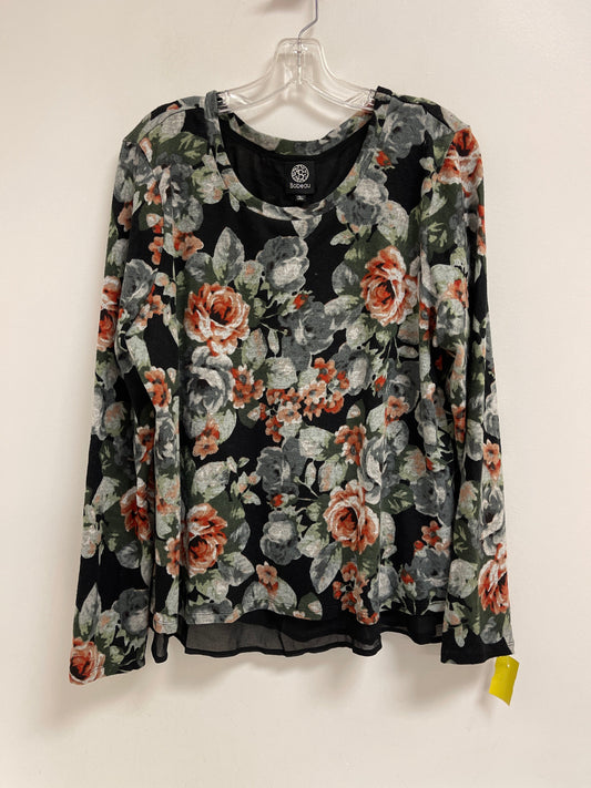 Top Long Sleeve By Bobeau In Floral Print, Size: L