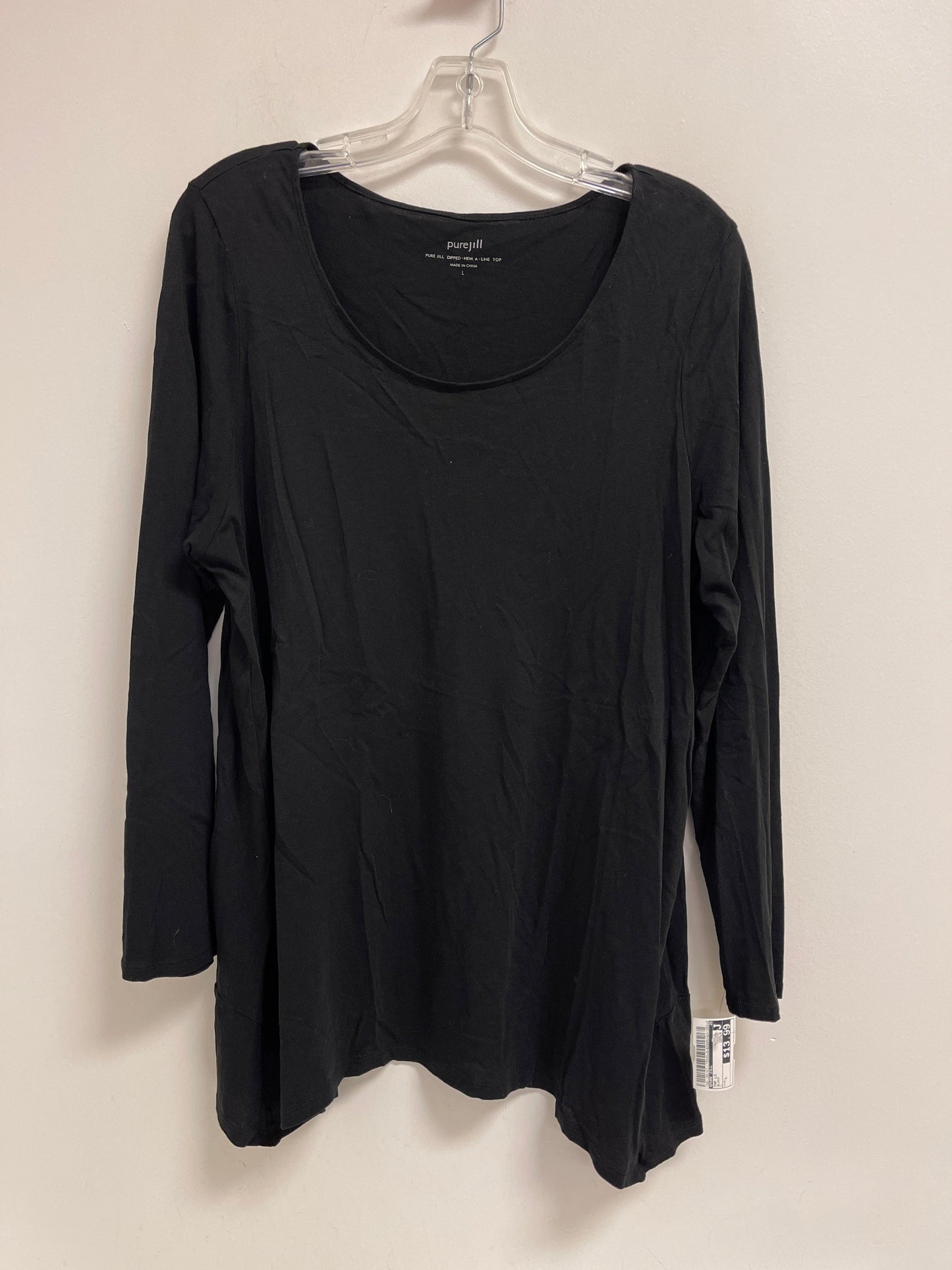 Top Long Sleeve By Pure Jill In Black, Size: L