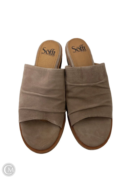 Sandals Heels Block By Sofft In Tan, Size: 6.5