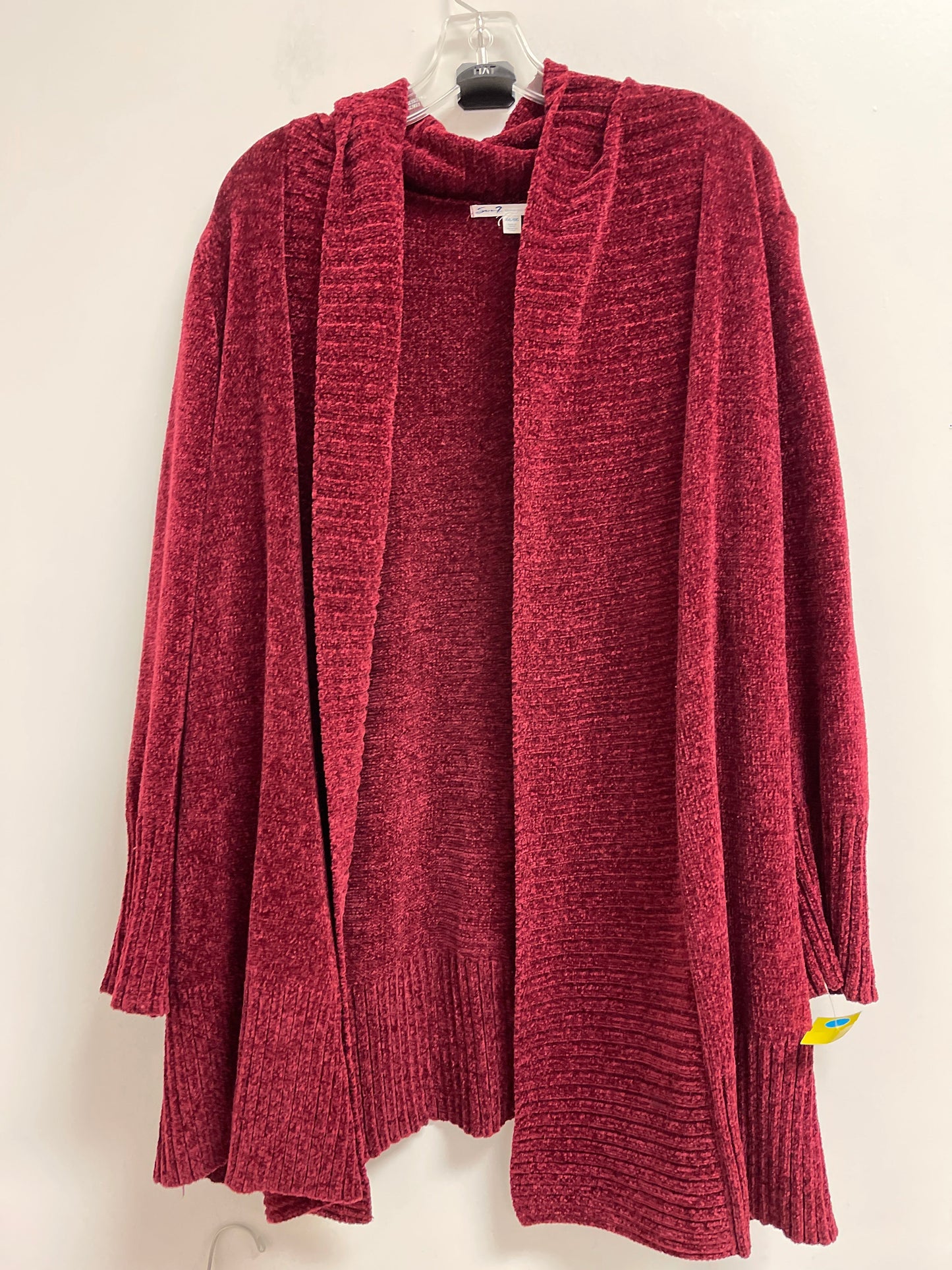 Sweater Cardigan By Seven 7 In Red, Size: 2x