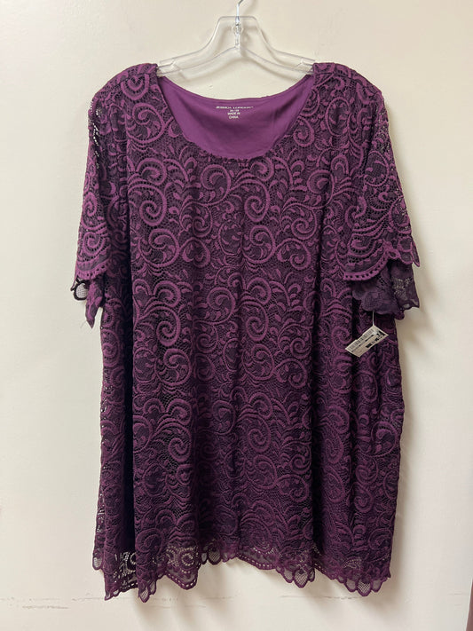 Top Short Sleeve By Jessica London In Purple, Size: 4x