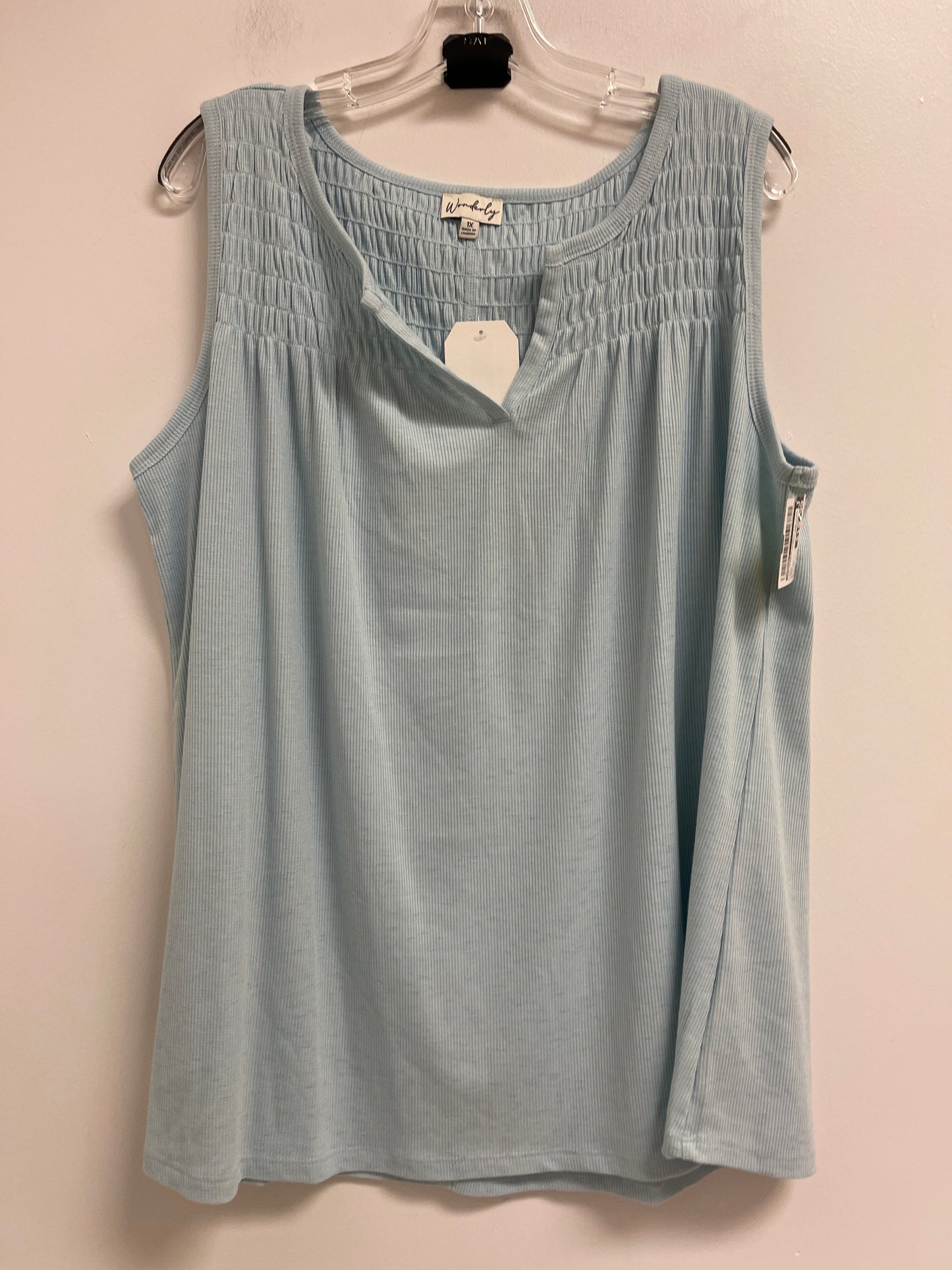 Top Sleeveless By Wonderly In Blue, Size: 1x